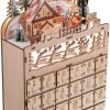 Goodsright Decor Wooden Christmas Advent Calendar, Countdown to Christmas, LED Holiday Decoration, Battery Operated, Reindeer Village