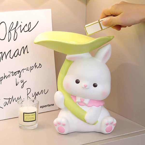 Goodsright Decor Entryway Bowl for Keys Modern, Creative Resin Rabbit Figurine Key Storage Tray, Birthday Holiday Housewarming Gift,White