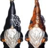 Goodsright Decor Set of 2 Hand Blown Glass Halloween Gnomes Ornaments for Christmas Tree Decorations, Hanging Glass Halloween Gnome Christmas Ornaments