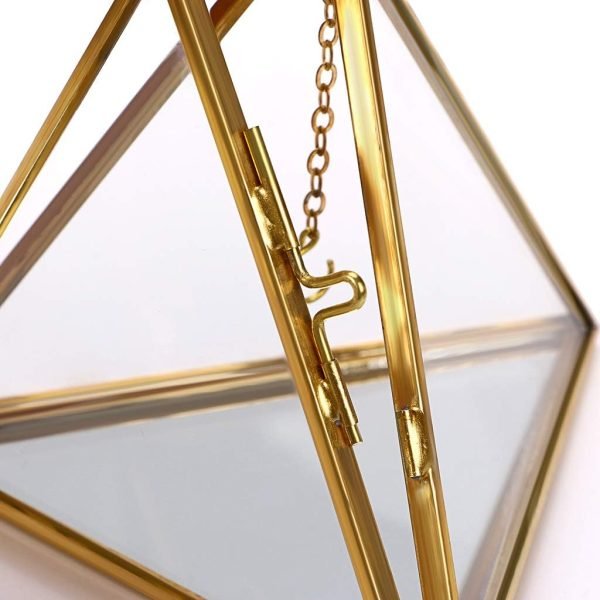 Goodsright Decor Jewelry Ring Display Holder - Glass Ring Holder Geometric Glass Ring Jewelry Box Wedding Ring Bearer Gift Box Hanging Prism Ring Stand Proposal Ring Display Case (Triangular pyramid)