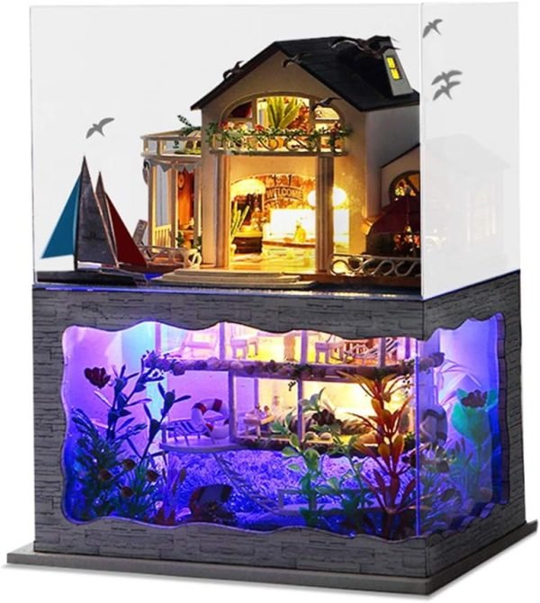 Goodsright Decor DIY Miniature Dollhouse Wooden Furniture Kit,Handmade Mini Modern Villa Model,1:24 Scale Creative Doll House Toys ES009