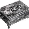 Goodsright Decor Metal Decorative Jewelry Box Vintage Treasure Chest Case Ornate Trinket Organizer Earrings Necklace Bracelet Storage Box Ring Holder Keepsake Box for Women Girls
