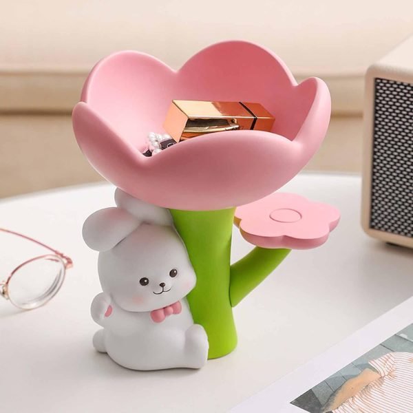 Goodsright Decor Key Bowls for Entry Table, Creative Rabbit Desktop Storage Tray, Resin Figurine Home Decor Ornament,White