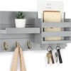 Goodsright Decor Mail Organizer for Wall Mount ?C Key Holder with Shelf Includes Letter Holder and Hooks for Coats, Dog Leashes ?C Rustic Wood with Flush Mounting Hardware (16.5?? x 8.7?? x 3.5??)