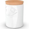Goodsright Decor PRODUCTS Porcelain Storage Jar, Charming Face Edition, 57 Oz. White (Single Jar) with Natural Cork Lid
