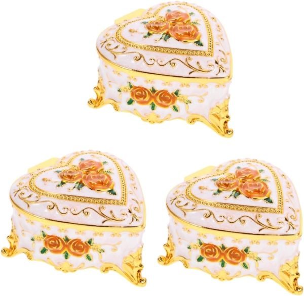 Goodsright Decor 4pcs Rose Jewelry Box Ring Holder Jewelry Case Desktop Decor Jewelry Organizer for Jewelry Organizer Small Jewelry Holder Shape Decor Trinket Boxes