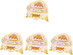 Goodsright Decor 4pcs Rose Jewelry Box Ring Holder Jewelry Case Desktop Decor Jewelry Organizer for Jewelry Organizer Small Jewelry Holder Shape Decor Trinket Boxes