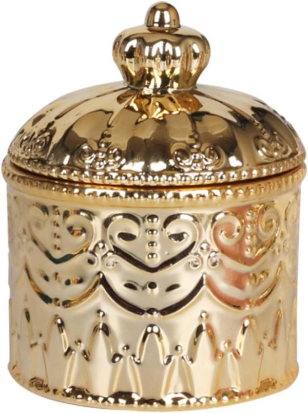 Goodsright Decor 4pcs Jewelry Box Pressed Flower Necklace Embossment Jar Vanity Decor Retro Decor Practical Jar Candle Stands Decorative Tea Canister Coffee Jar Ceramics Storage Tank Multifunction