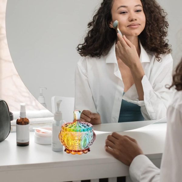 Goodsright Decor 2pcs colorful glass jar old glass crystal cookie jar glass bowls with lids glass decorative jar glass candy jar candy dish with lid clear jar Glass Gift Organizer biscuit Candy box