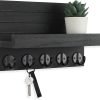 Goodsright Decor Key Holder for Wall, Decorative Key and Mail Holder with Shelf Has Large Hooks for Bags, Coats, Umbrella ?C Paulownia Wood Key Hanger with Mounting Hardware (9.8??W x 6.7??H x 4.2??D)