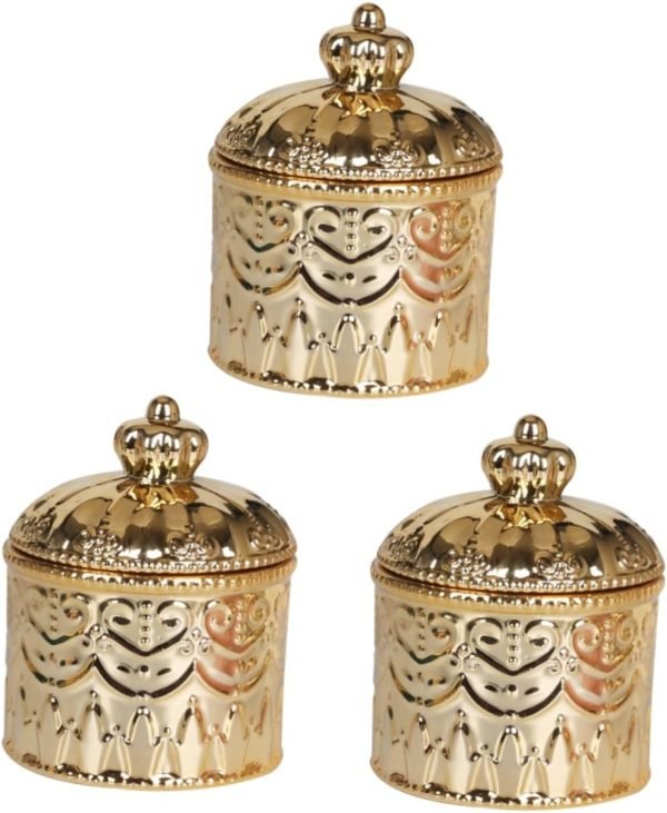 Goodsright Decor 4pcs Jewelry Box Pressed Flower Necklace Embossment Jar Vanity Decor Retro Decor Practical Jar Candle Stands Decorative Tea Canister Coffee Jar Ceramics Storage Tank Multifunction