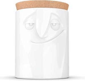 Goodsright Decor PRODUCTS Porcelain Storage Jar, Charming Face Edition, 57 Oz. White (Single Jar) with Natural Cork Lid