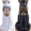 Goodsright Decor 2Pcs/Pack Ancient Egypt Kitty Egyptian Bastet Cat Resin Crafts Statue Ornaments Cute Novelty Cat Resin Home Office Bar Decoration Collectible Bastet Sculpture