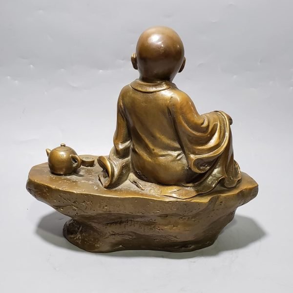 Goodsright Decor Statues Decor Pure Copper Little Monk Ornament Figure Sculpture Home Ornament Crafts
