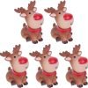 Goodsright Decor 5 Pcs Mini Reindeer Statue Cartoon Antler Deer Elk Pattern Figurine Animal Cake Topper Desktop Decorative Ornaments for Children Kids Style 1