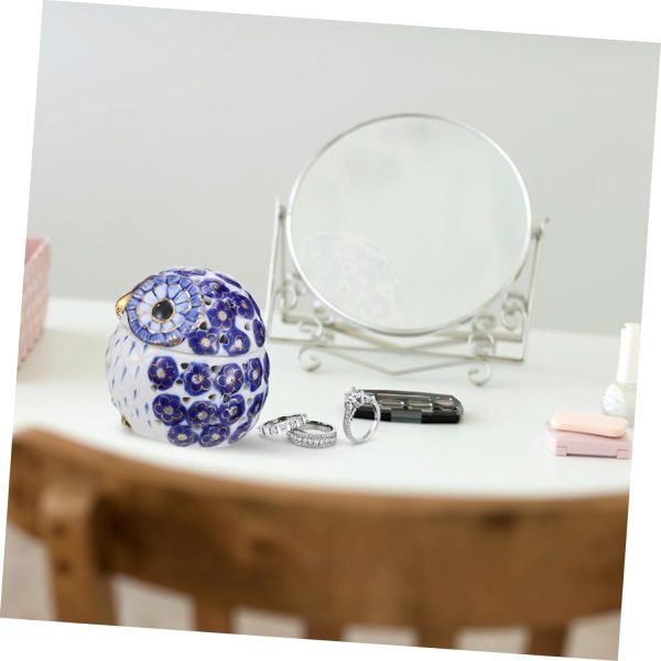 Goodsright Decor Owl Jewelry Box Ceramic Owl Jar with Lid Owl Shape Aroma Jar Desktop Decor Ceramic Desktop Ornament Meditation Aromatherapy Organizer Ceramic Storage Jar Aromatherapy Decoration