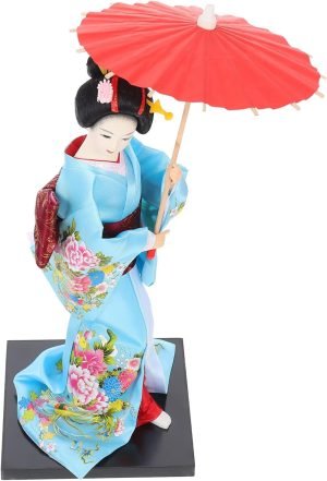 Goodsright Decor Japanese Geisha Kimono Doll Collectible Figurines Traditional Craft Desktop Ornaments for Home Restaurant Table Decors