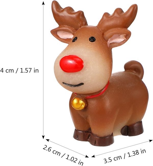Goodsright Decor 5 Pcs Mini Reindeer Statue Cartoon Antler Deer Elk Pattern Figurine Animal Cake Topper Desktop Decorative Ornaments for Children Kids Style 1