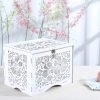 Goodsright Decor Wedding Money Box Holder with Sign, Large Rustic Wood Wooden Envelop Gift Card Boxes with Lock Slot for Reception Anniversary Party Parties White