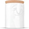 Goodsright Decor PRODUCTS Porcelain Storage Jar, Charming Face Edition, 57 Oz. White (Single Jar) with Natural Cork Lid