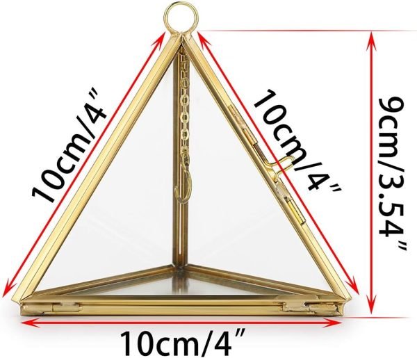 Goodsright Decor Jewelry Ring Display Holder - Glass Ring Holder Geometric Glass Ring Jewelry Box Wedding Ring Bearer Gift Box Hanging Prism Ring Stand Proposal Ring Display Case (Triangular pyramid)