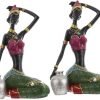 Goodsright Decor 2 Pcs African Woman Ornament Resin Statue Dragon Keychain Black Women Figurine Crafted African Figurine Ethnic Figurine House Decorations for Home Tribal Miss Human Body Gift