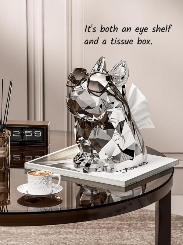 Goodsright Decor Creative French Bulldog Tissue Holder, Living Room, entryway, TV Stand, Coffee Table, Dining Table Tissue Box, Eyeglasses Holder, Fashionable and Cool Decorative Ornaments