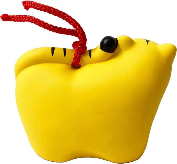 Goodsright Decor Cute Yellow Tiger of  Japanese Zodiac Pottery Room Ornament. for Happy New Year! Bell Design