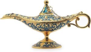 Goodsright Decor Classic Vintage Aladdin Magic Genie Costume Lamp Home Table Decoration & Gift, Golden Blue