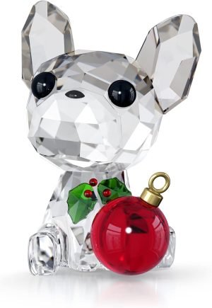 Goodsright Decor Holiday Cheers French Bulldog Ornament, Green and Red Crystals, Part of The Holiday Cheers Collection