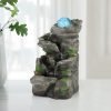 Goodsright Decor Indoor Fountains Tabletop Fountain Indoor Waterfall Fountain Stacked Rocks Water Feature Feng Shui Zen Meditation Relaxation Desktop Fountain with LED Light for Home and Office Decor(Style 8)