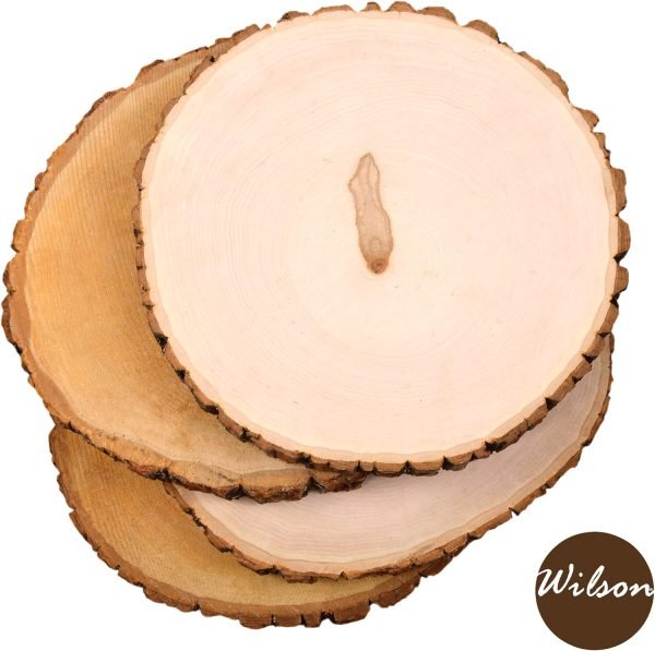 Goodsright Decor 4 Pack Basswood Round Rustic Wood Slice, Sanded Side, 9-12" Diameter, Excellent for Wedding Centerpiece, DIY Woodland Projects, Table Chargers, Pyrography, and Country Decor