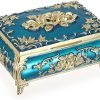 Goodsright Decor Metal Decorative Jewelry Box Vintage Treasure Chest Case Ornate Trinket Organizer Earrings Necklace Bracelet Storage Box Ring Holder Keepsake Box for Women Girls