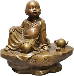 Goodsright Decor Statues Decor Pure Copper Little Monk Ornament Figure Sculpture Home Ornament Crafts