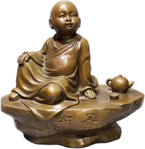 Goodsright Decor Statues Decor Pure Copper Little Monk Ornament Figure Sculpture Home Ornament Crafts