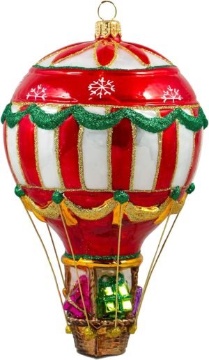Goodsright Decor Christmas  Collection Holiday Balloon Blown Glass Christmas Tree Ornament (Balloon with Gifts)