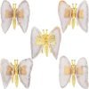 Goodsright Decor 2pcs Agate Slice Butterfly Decorations, Golden Flying Butterfly with Colorful Stone Wings for Home Office Table Desktop Decor, Grey & Black
