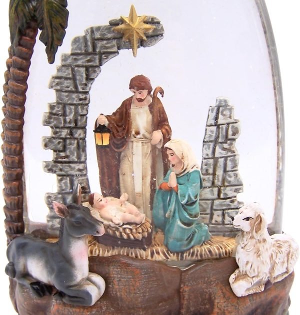Goodsright Decor Lighted Water Globe with a Nativity Scene and Swirling Glitter, Freestanding Christmas Decoration, Religious Holiday D??cor, 8.75 Inches High
