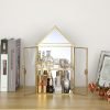 Goodsright Decor 2 Tier Clear Glass Storage Box, Gold Mirrored Jewelry Makeup Display Organizer Case, Decorative Tower box Storage for Trinket Perfume Lipstick Figure Statue Toy Display, House Shape