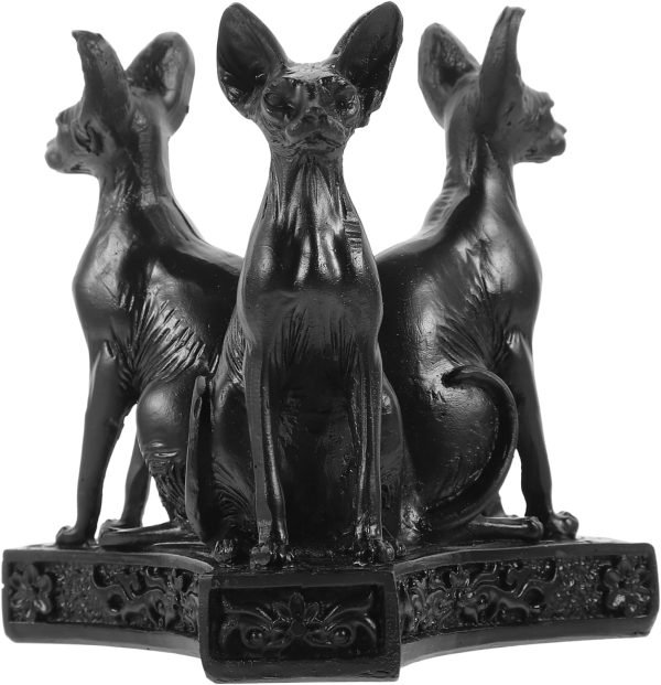 Goodsright Decor 4 Pcs Crystal Ball Base Resin Egyptian Goddess Cat Creative Gift Collectible Figurine Ball Base Ornament Resin Crafts Black Cats Statue Collectible Bastet Sculpture Bastet Statue