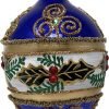 Goodsright Decor Faberg?? Egg 5-Inch Blown Glass Christmas Tree Ornament Mistletoe Leaves (Green Matte)