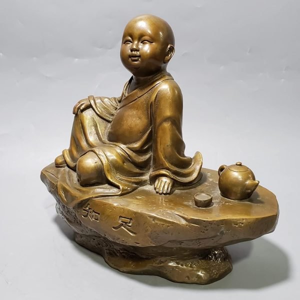 Goodsright Decor Statues Decor Pure Copper Little Monk Ornament Figure Sculpture Home Ornament Crafts