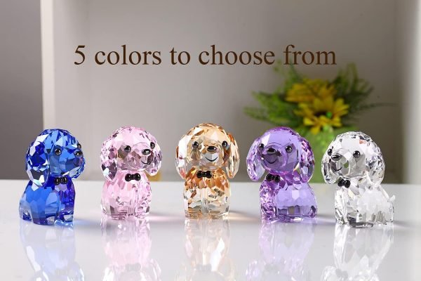 Goodsright Decor Crystal Dog Puppy Cute Valentines Day Sweet Gifts Figurine Collection Animal Collectible Ornament Lovely (Gold)