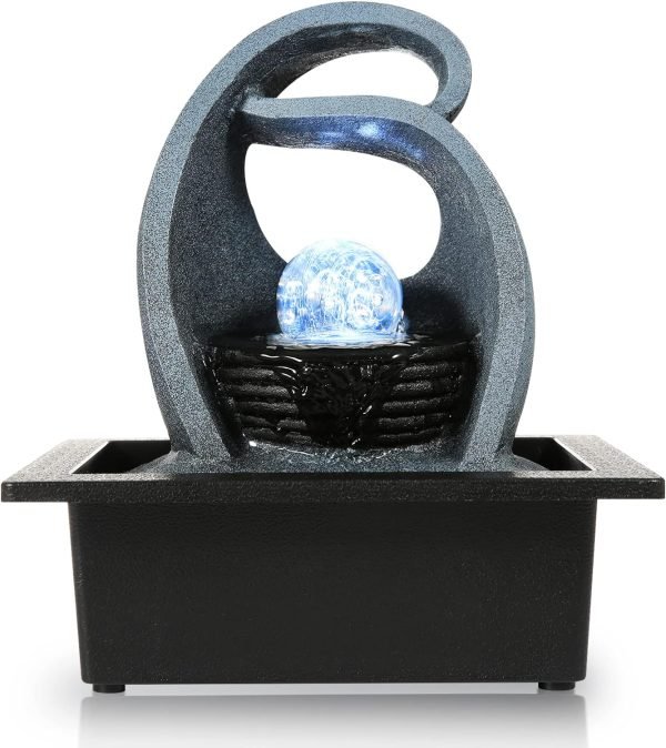 Goodsright Decor Indoor Fountains Tabletop Fountain Indoor Waterfall Fountain Stacked Rocks Water Feature Feng Shui Zen Meditation Relaxation Desktop Fountain with LED Light for Home and Office Decor(Style 8)