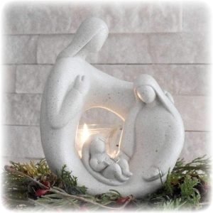 Goodsright Decor Nativity Sets for Christmas Indoor Statue with LED Tealight Candle Holder Contemporary Style Decoration Holy Family Figurine Gift, Present, Decorate for Holidays