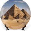 Goodsright Decor Ancient Egypt Pyramid Ceramic Decorative Plate Bone China Decorative Plates with Display Stand Dinner Plates Art Crafts Ceramic Ornaments for Wall Hanging Decoration