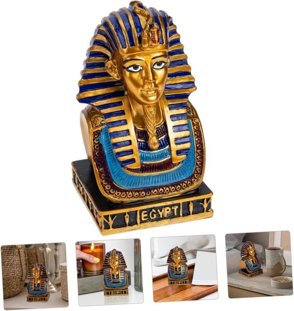 Goodsright Decor 4pcs Pharaoh Decorative Ornaments Tutankhamun Figures King Figurine Statue of Khafre Egyptian Pharaoh King Khafre Statue Ornament Crafts 80s Party Decorations Bust Resin Avatar