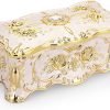 Goodsright Decor Vintage Rectangular Jewelry Box - Enameled Trinket Box Organizer Two Layer Treasure Chest Box Jewelry Decorative box Keepsake Gift Box Case for Women Girls, 7"x5"x3"