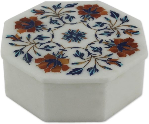 Goodsright Decor Mughal Garland Marble Inlay Jewelry Box