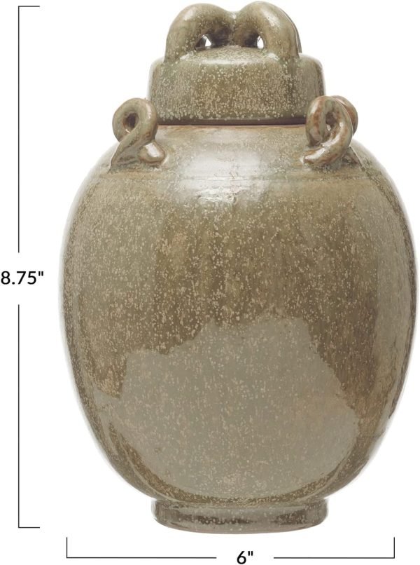 Goodsright Decor Stoneware Cachepot, Brown Reactive Glaze Decorative Storage, 6" L x 6" W x 9" H